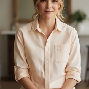 Everlane Organic Cotton Relaxed Oxford Button Down Light Peach Size 8